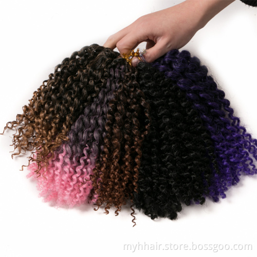 90g/piece 8 Inch Synthetic Marley Brown Ombre Braiding Hair Extension Blonde Curly Crochet Afro Kinky Twist Marley Braid